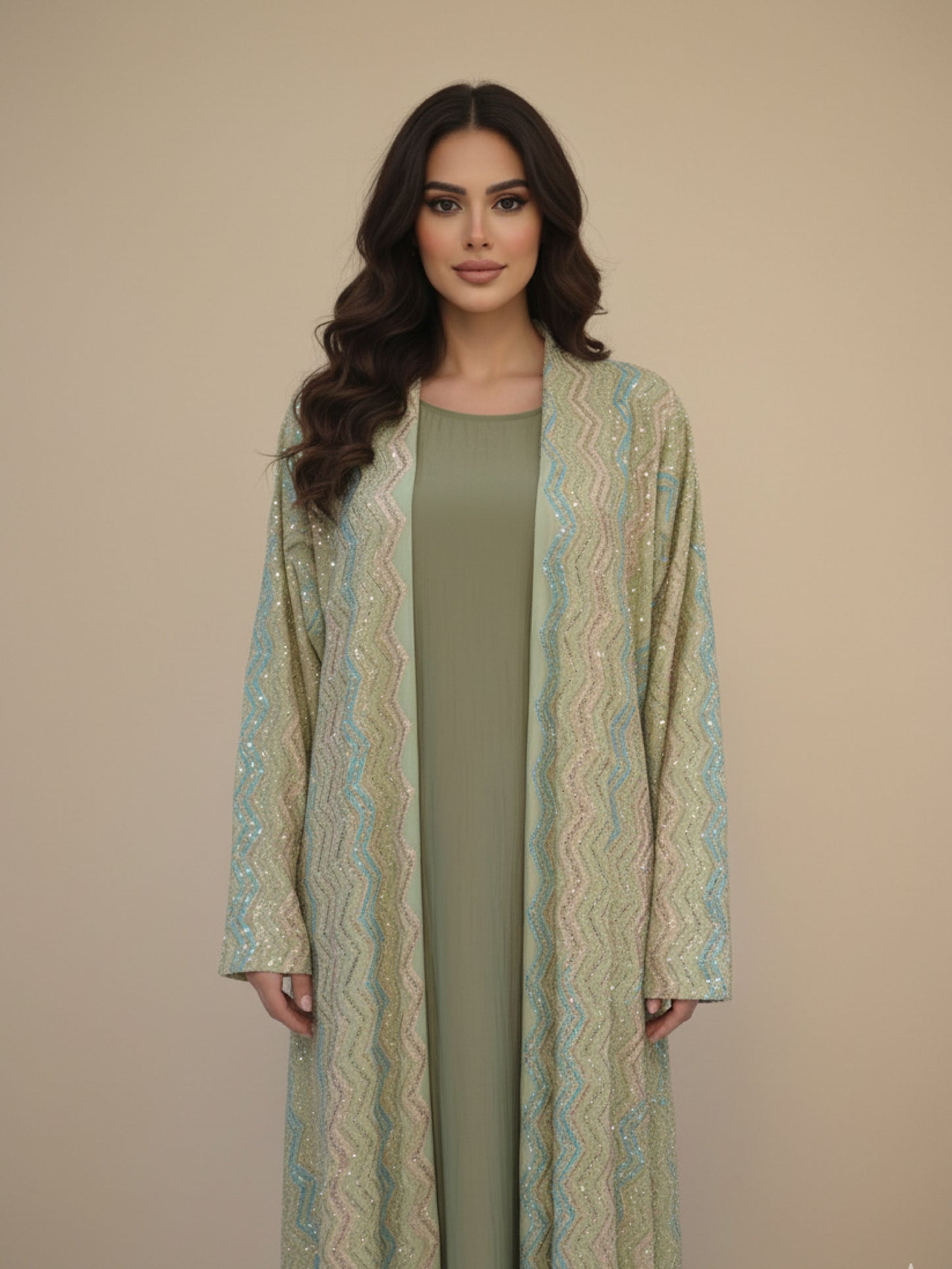 Abaya ZY-024 Green Wave Embroidery
