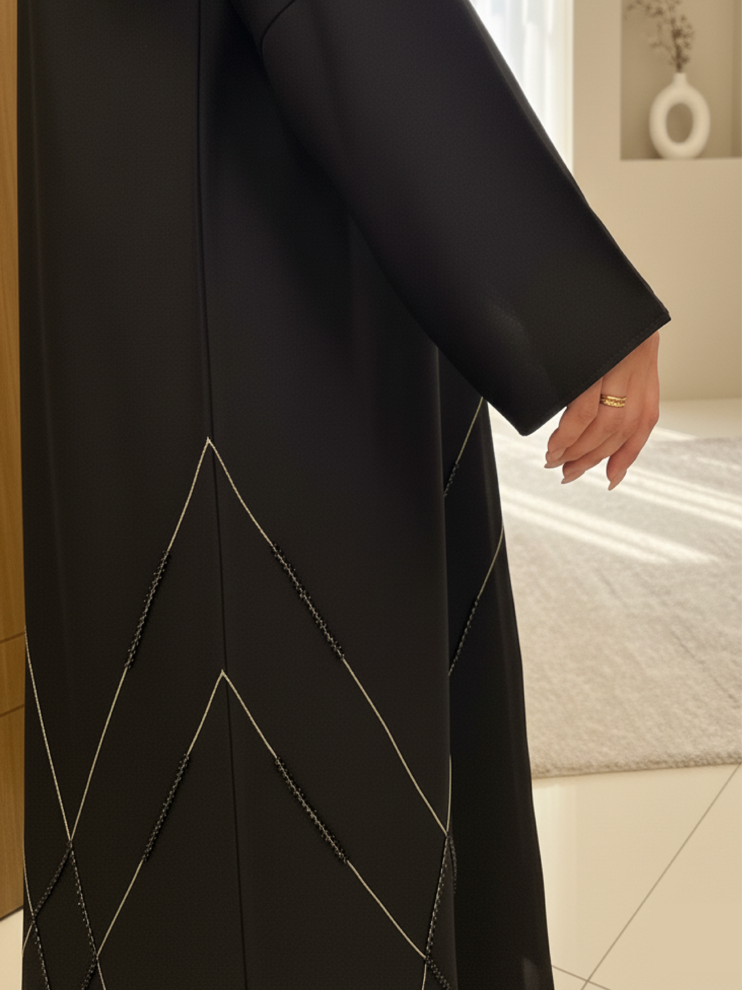 Abaya ZY-030 beige Line Embroidery