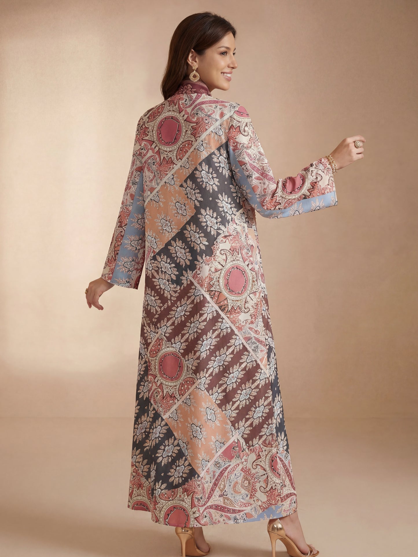 ZY-056 Rose Harmony Printed Jalabiya