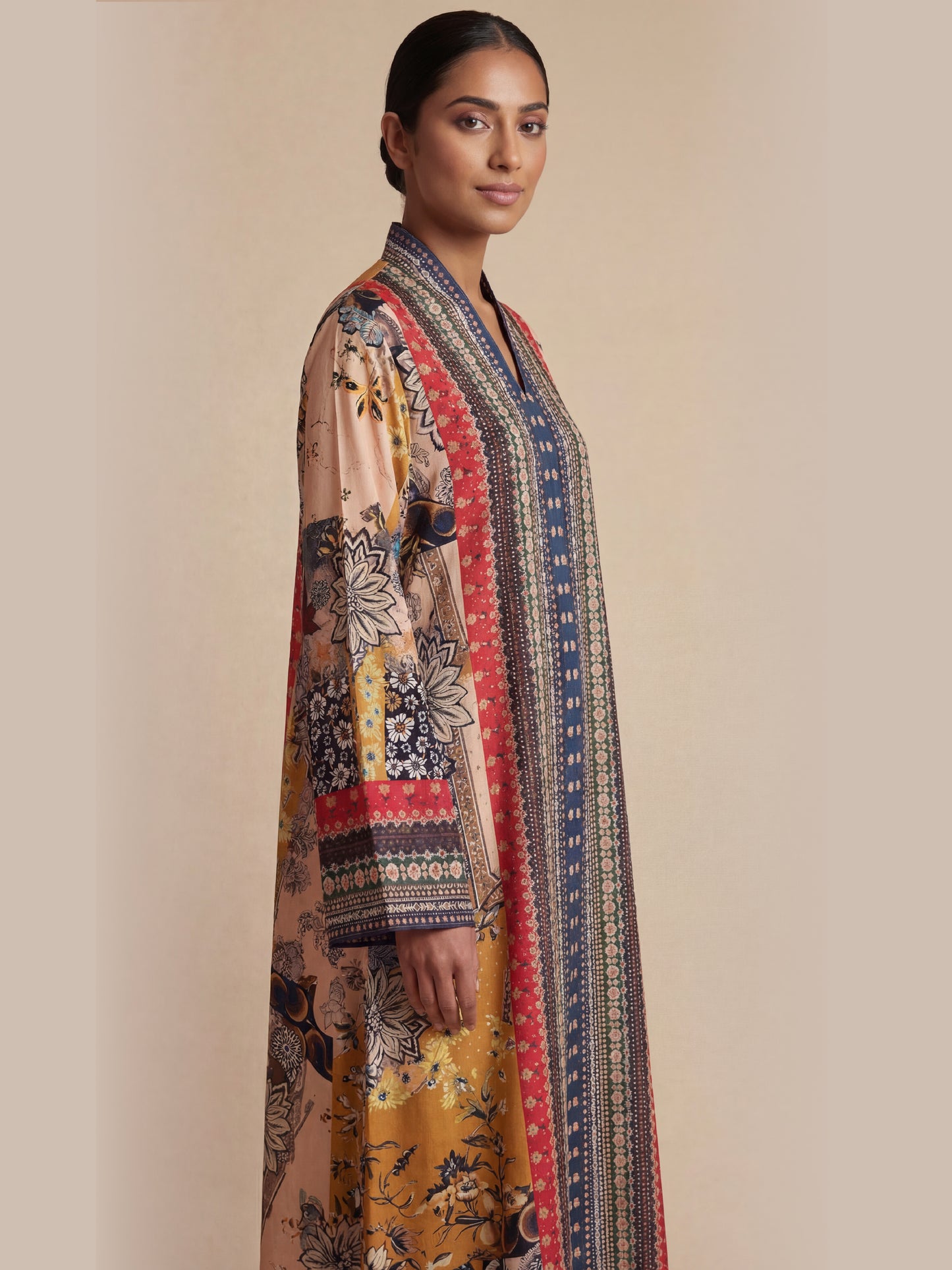 ZY-072 Bohemian Stripe Patchwork Jalabiya