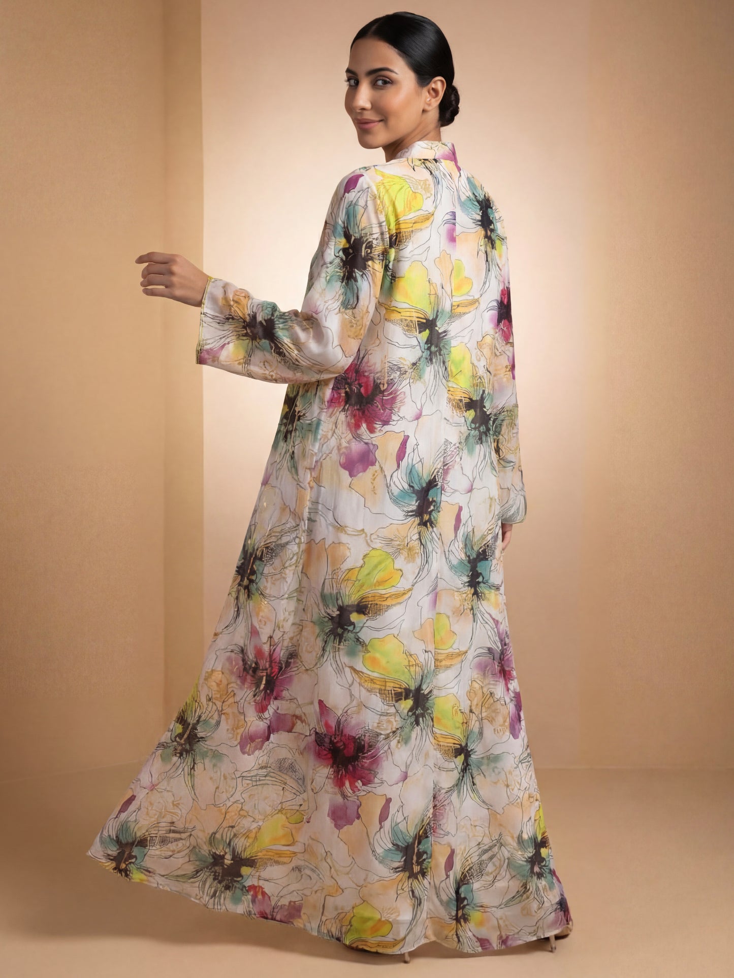 ZY-062 Vivid Bloom Multi-Color Jalabiya