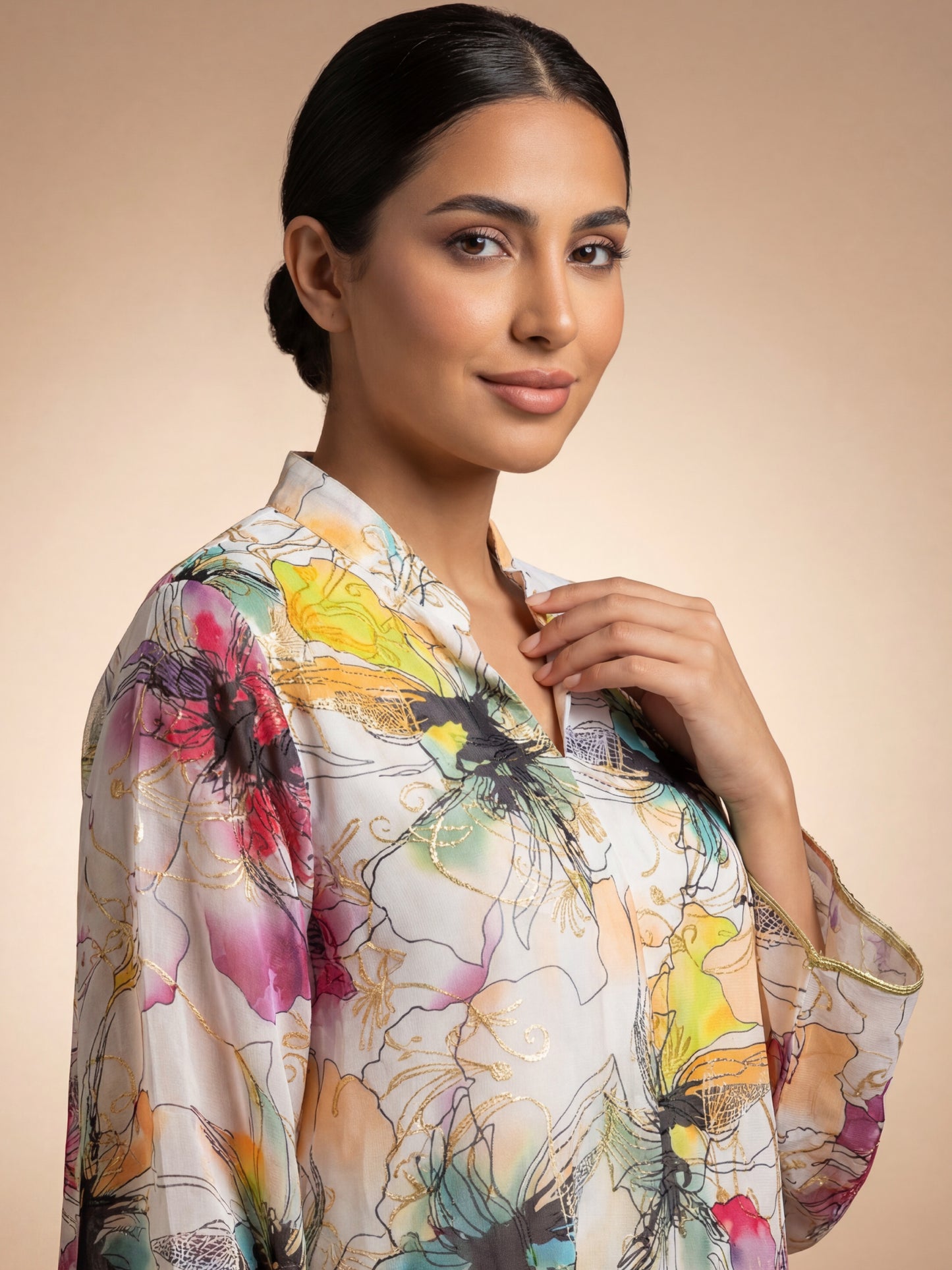 ZY-062 Vivid Bloom Multi-Color Jalabiya