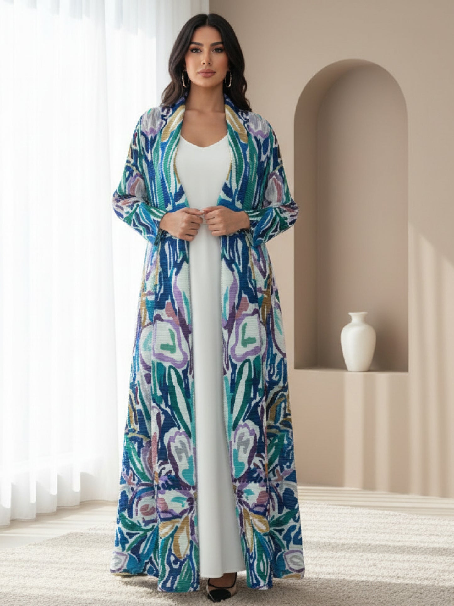 Abaya ZY-027 Ocean Bloom Pattern