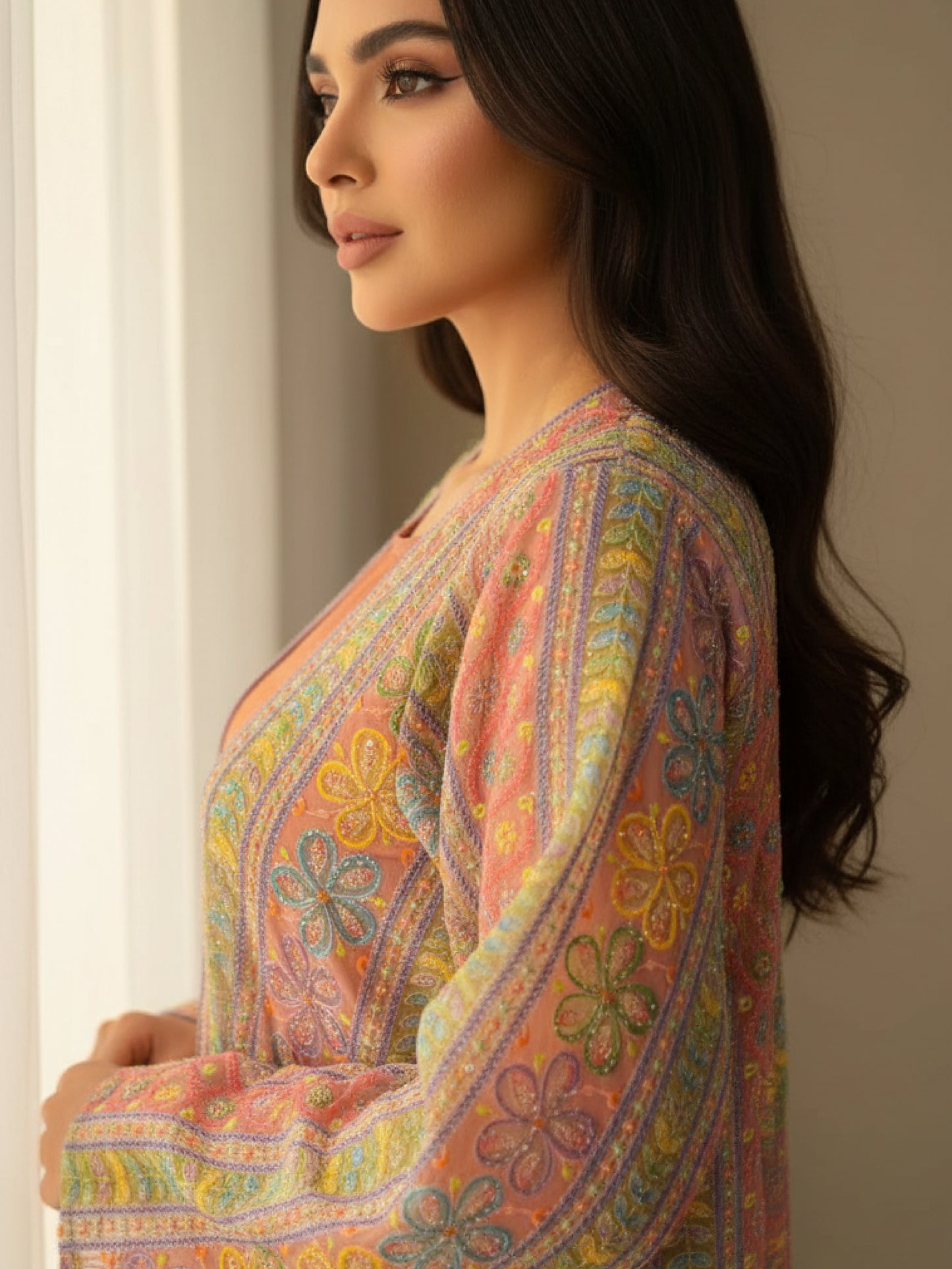 Abaya ZY-025 Rainbow Floral Embroidery