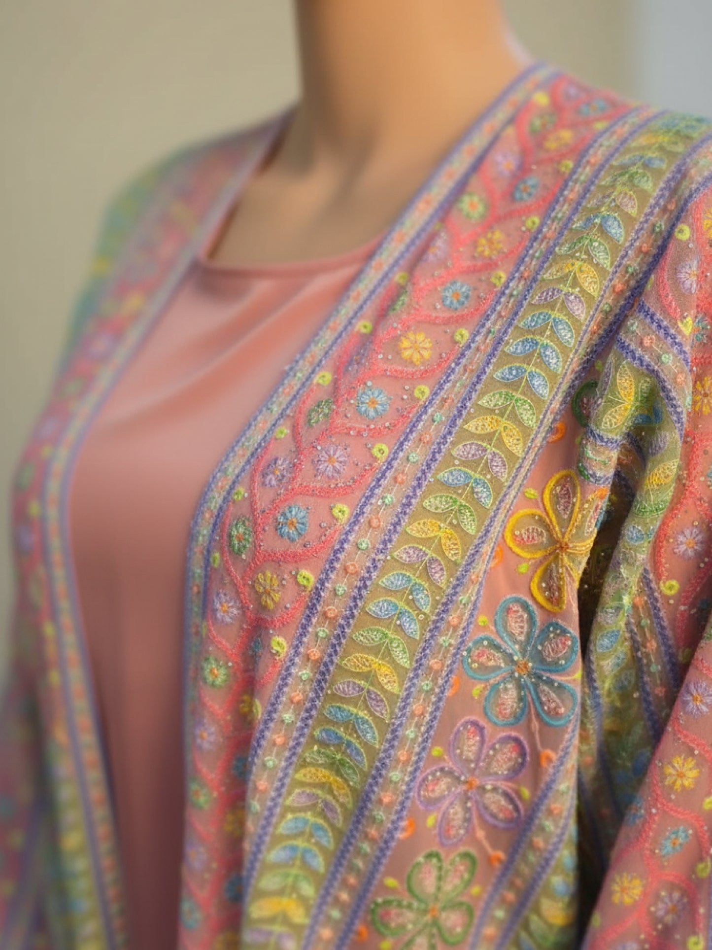 Abaya ZY-025 Rainbow Floral Embroidery