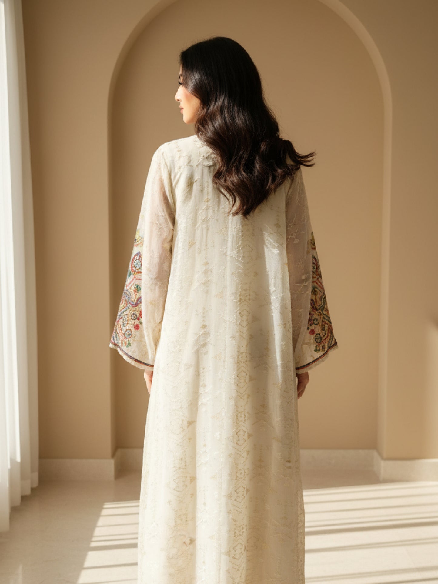 ZY-029 Cream Embroidered Elegance