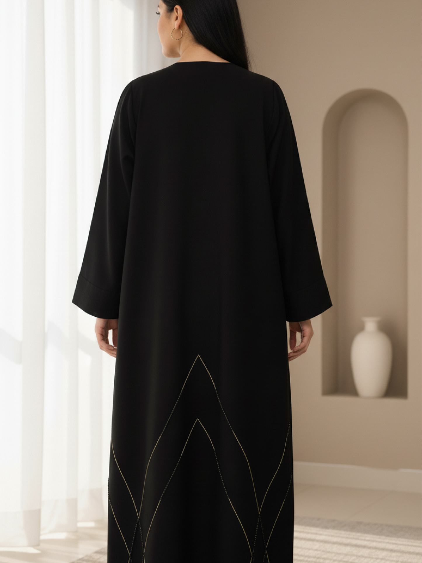 Abaya ZY-030 beige Line Embroidery