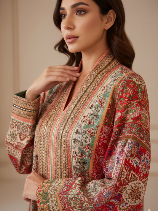 ZY-037 Red Multi Heritage Pattern