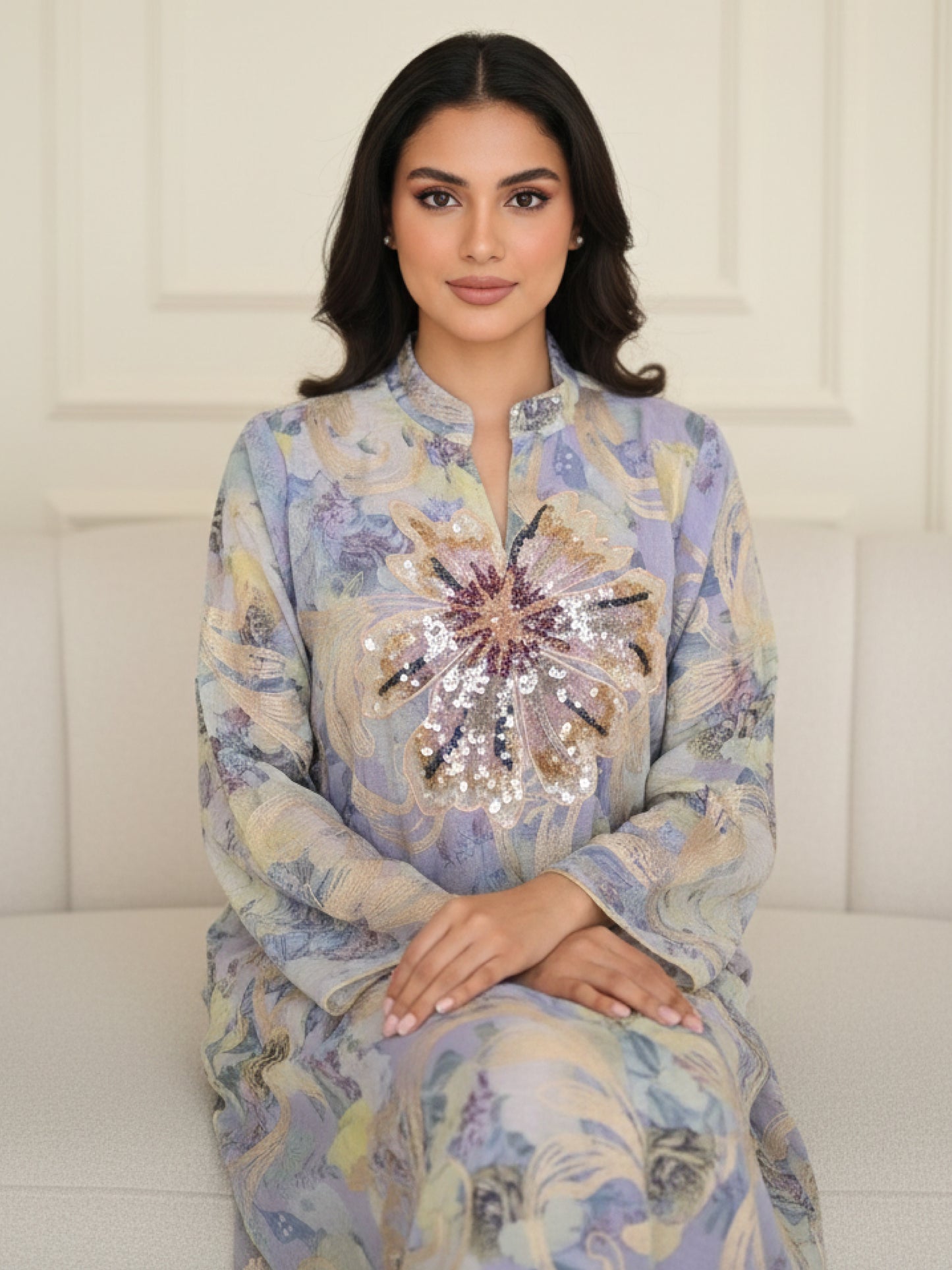 ZY-039 Lavender Floral Embroidery