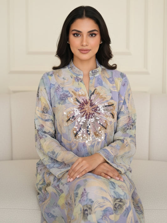 ZY-039 Lavender Floral Embroidery