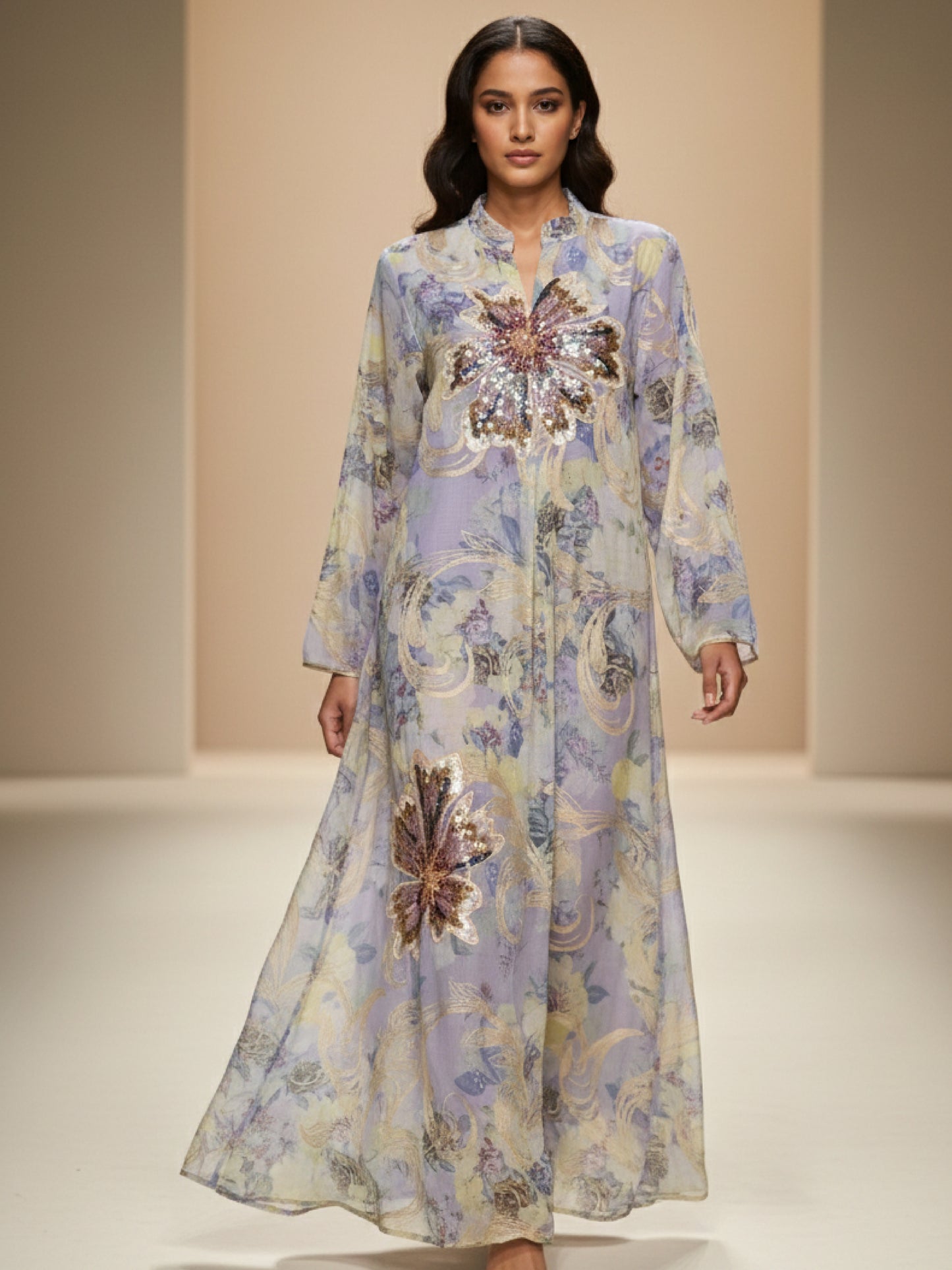 ZY-039 Lavender Floral Embroidery