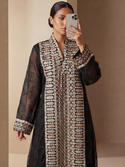 ZY-043 black Embroidered Panel