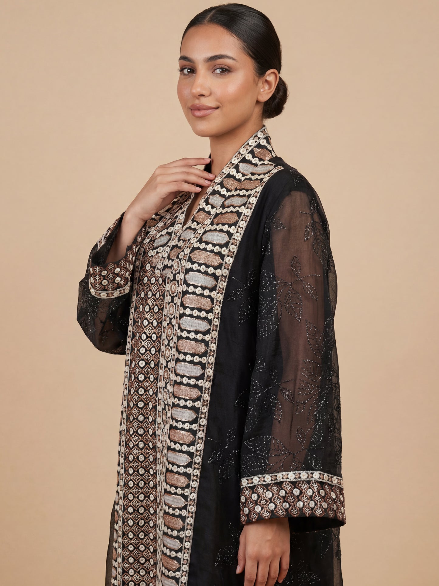 ZY-043 black Embroidered Panel