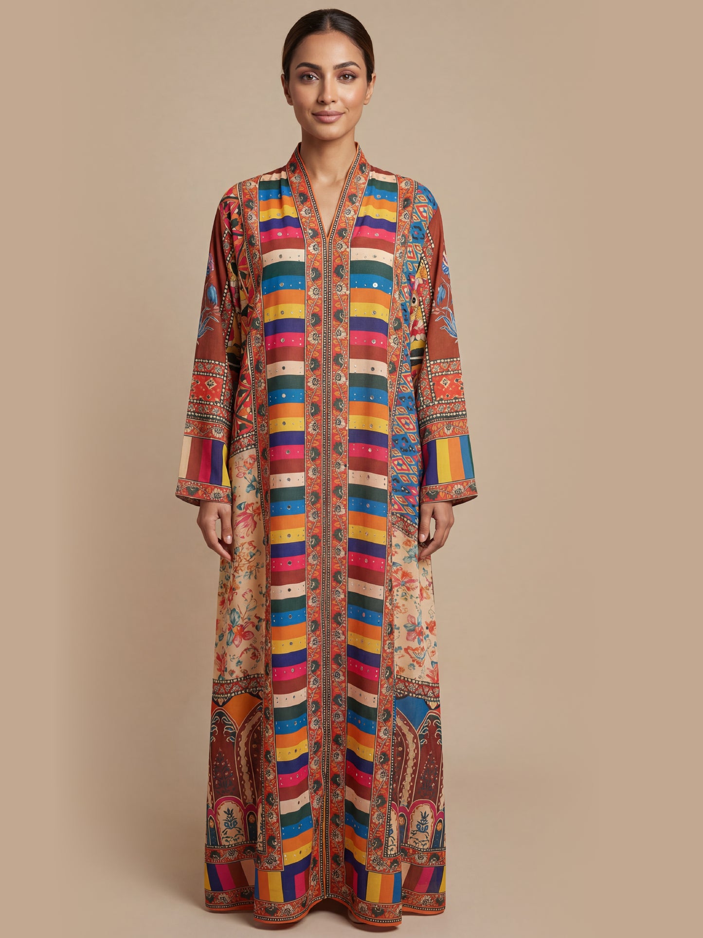 ZY-054Multi-Color Artistic Print Jalabiya