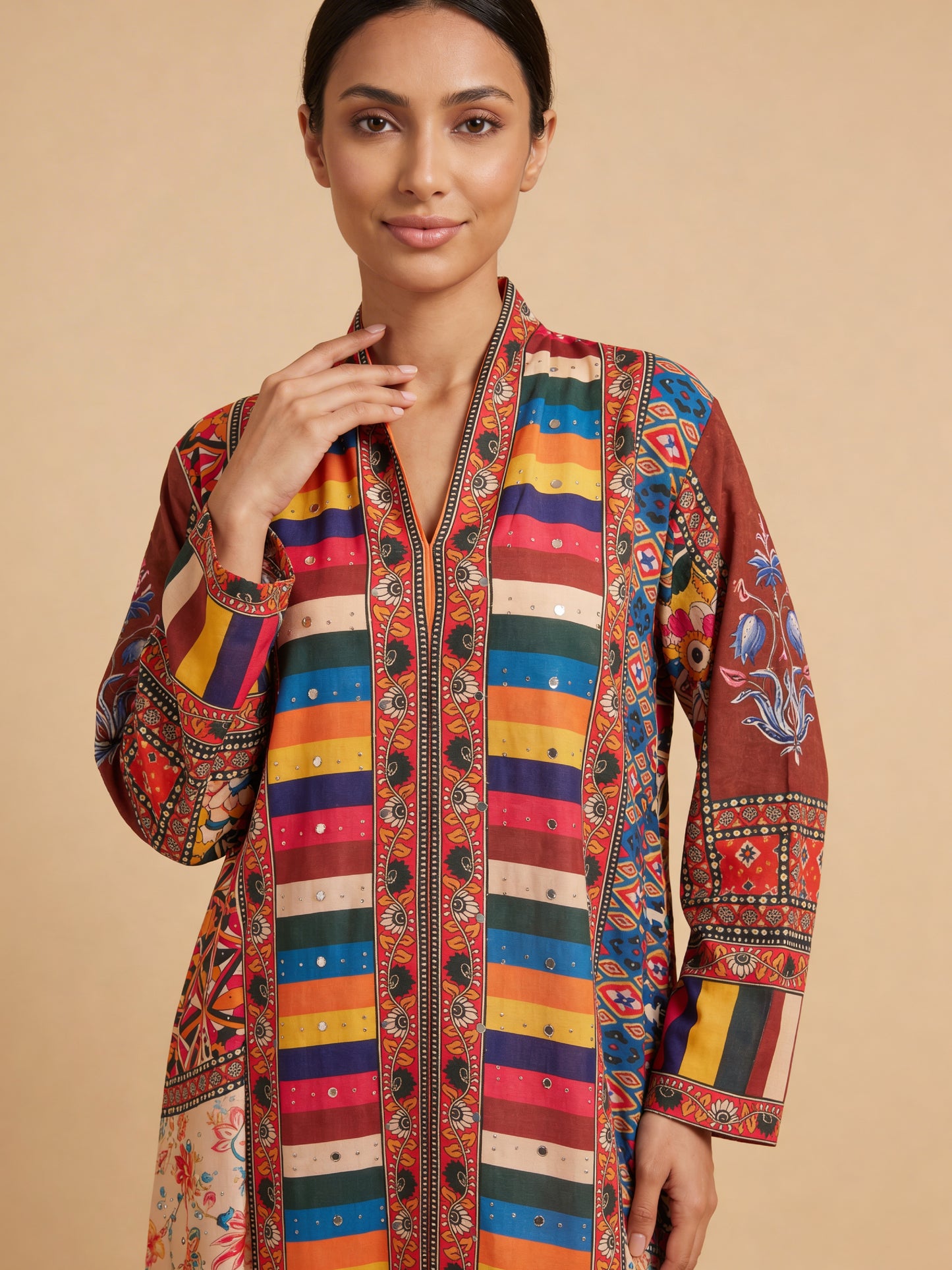 ZY-054Multi-Color Artistic Print Jalabiya