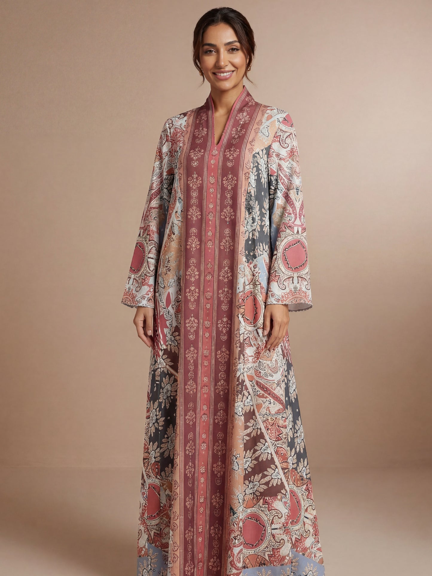 ZY-056 Rose Harmony Printed Jalabiya