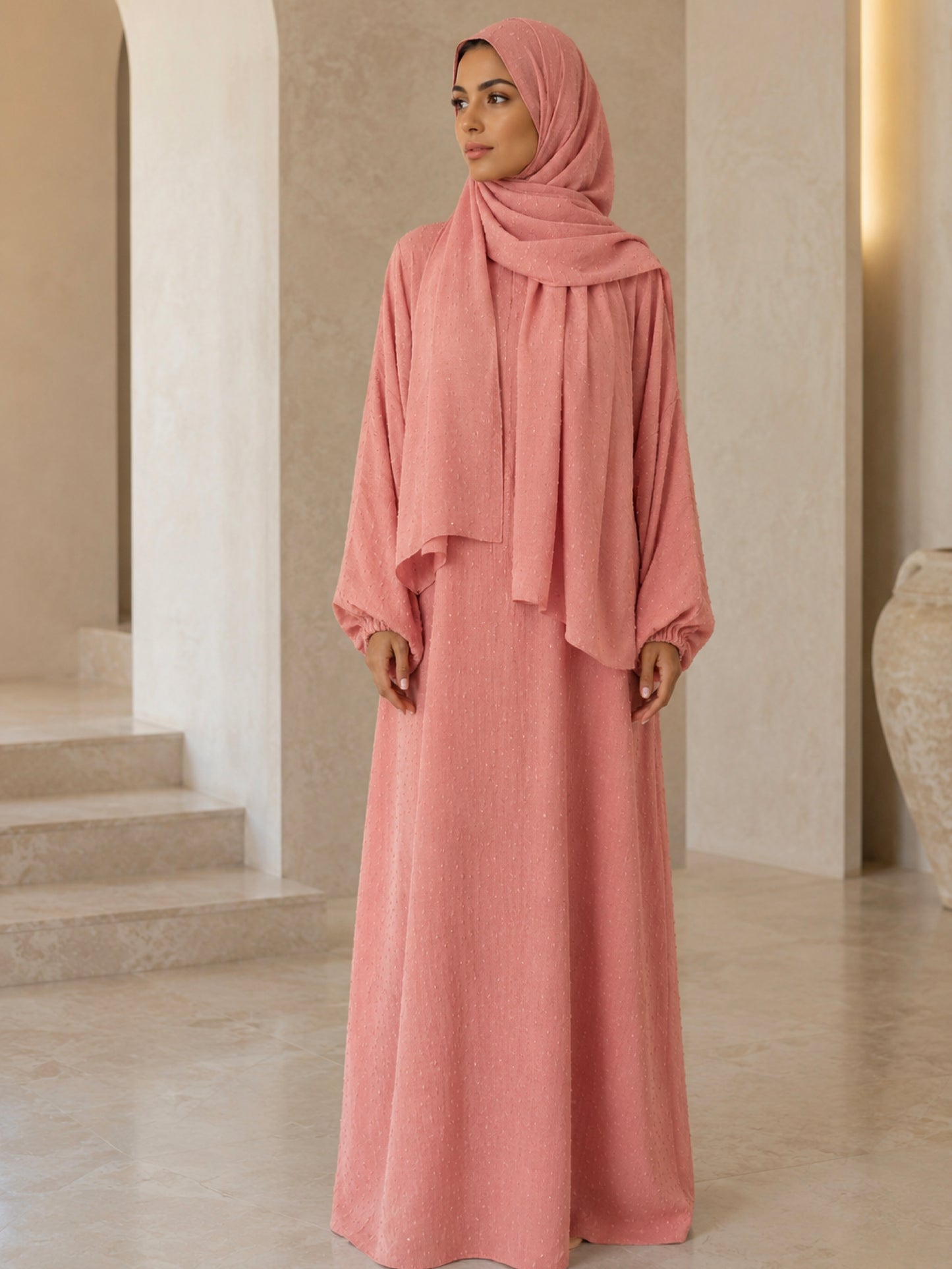 ZY-102 Dusty Pink Prayer Abaya