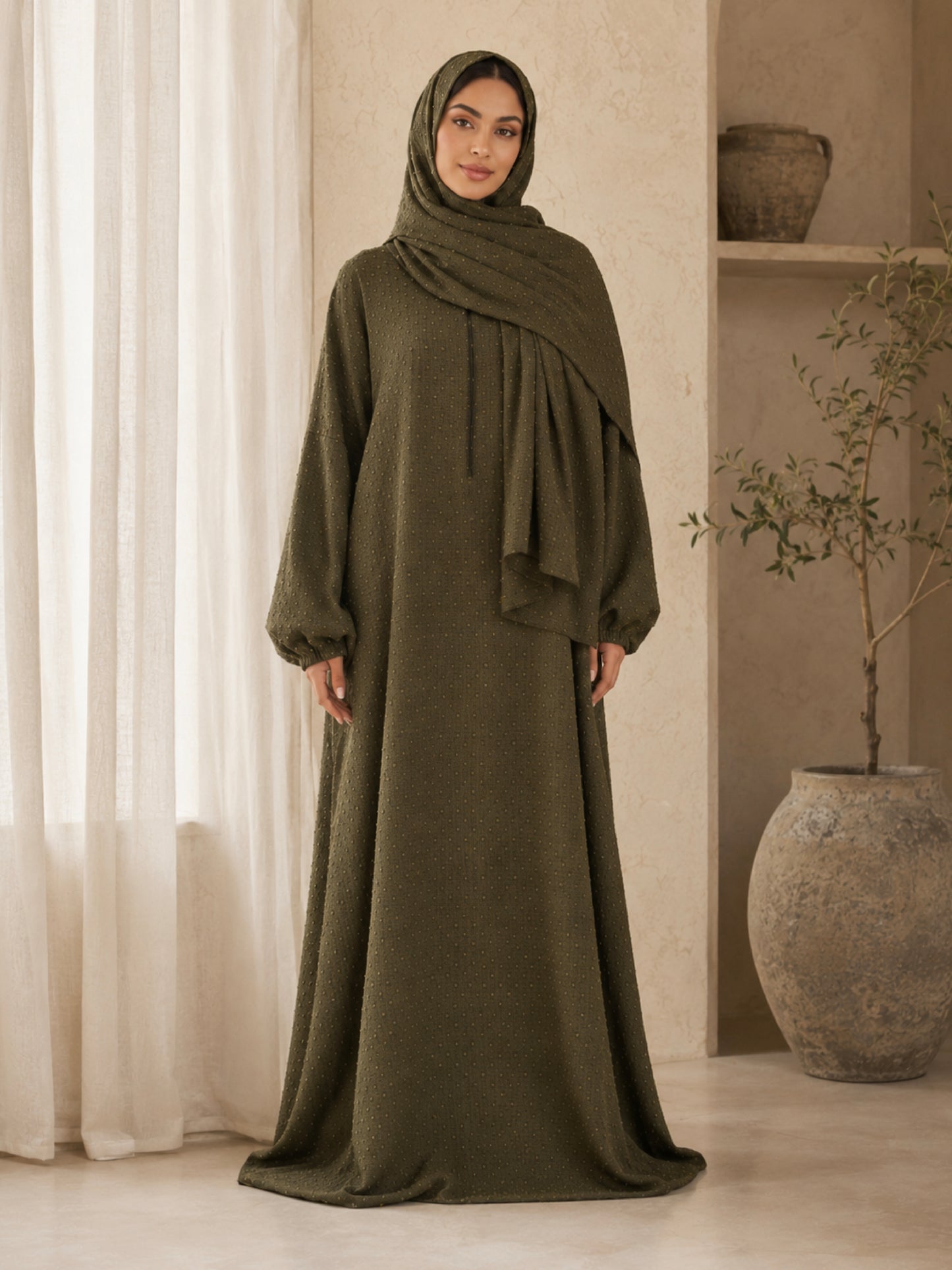 ZY-103 Olive Prayer Abaya