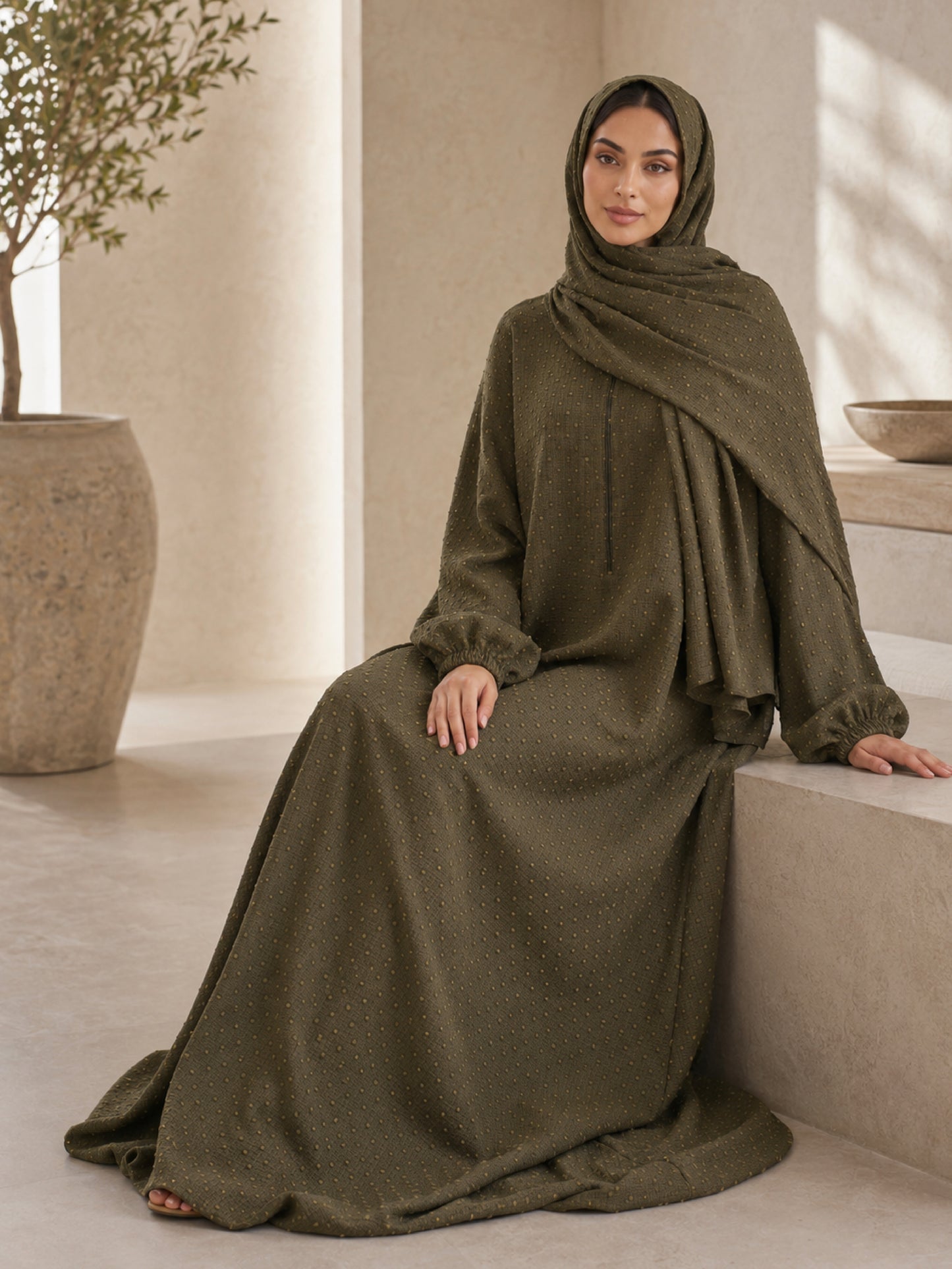 ZY-103 Olive Prayer Abaya